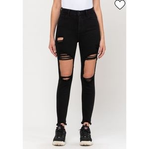 Cello Destroyed Black Mom Jeans